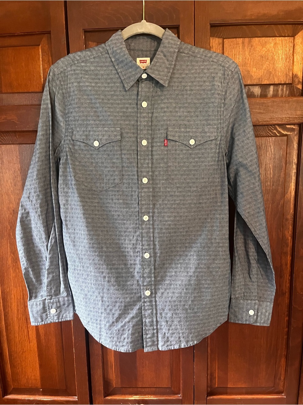 Levi's Men's Blue-Grey Button-Down Western Shirt